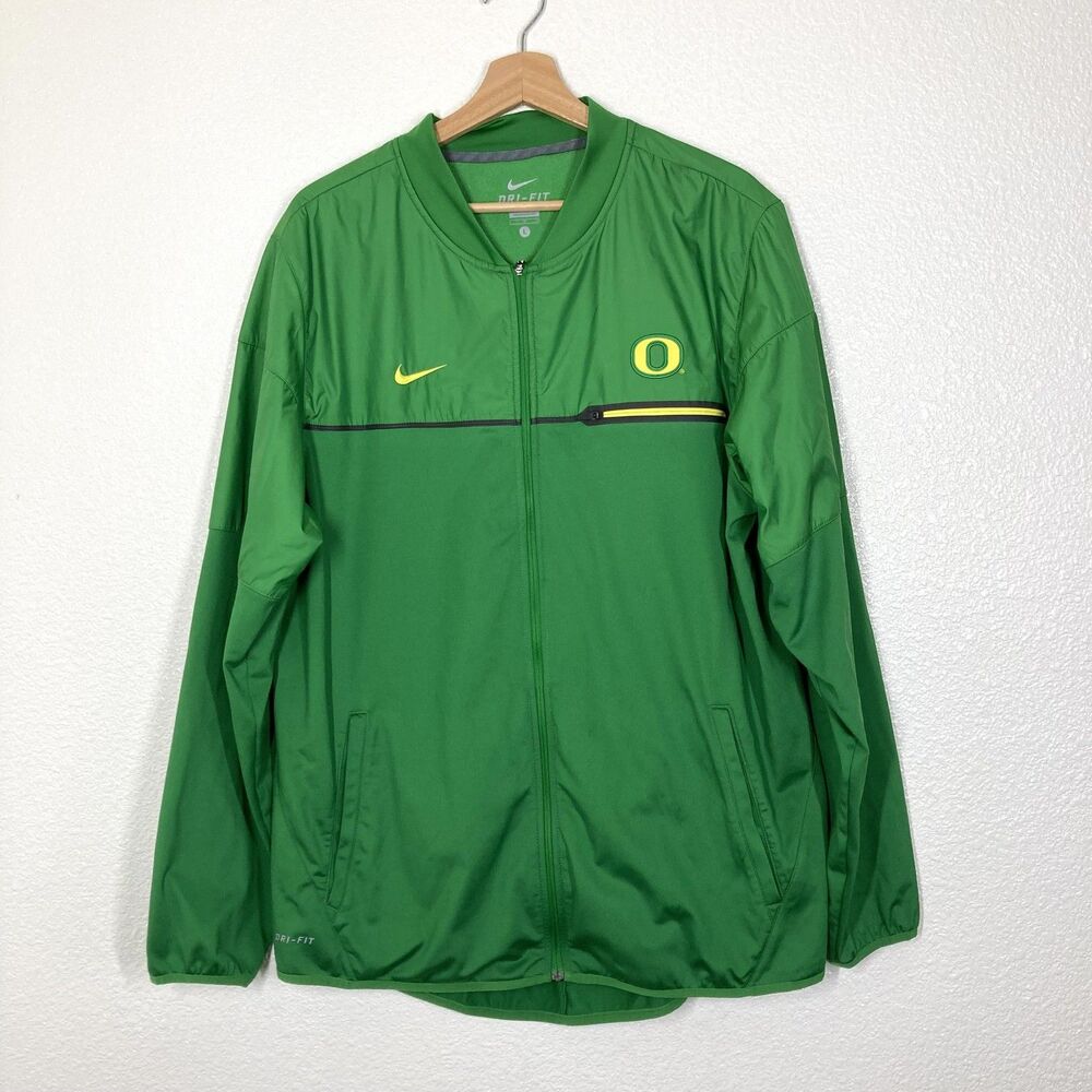Oregon Ducks Jacket Mens Large Green NCAA Football Nike Dri-FIT Track Full Zip